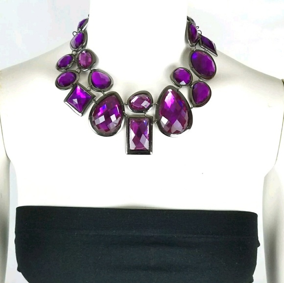 Vintage Jewelry - Darlene Statement Necklace Purple Crystal Glass